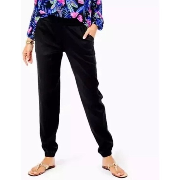 Lilly Pulitzer RICI Stretch Jogger Pants Womens XL Noir Black Cruise NWT - Picture 2 of 5